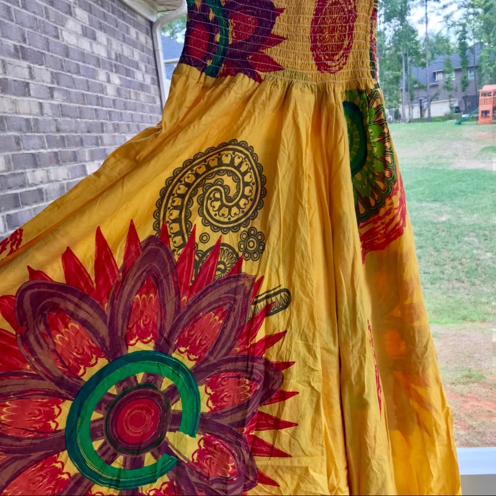 Yellow patterned Harem Pants/can turn into Top